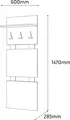 Cuier Fabrik Home Modul 8, Frasin Alb, 3 Cuigere, Raft Superior pentru Palarii si Umbrele, 600x1470x285 mm