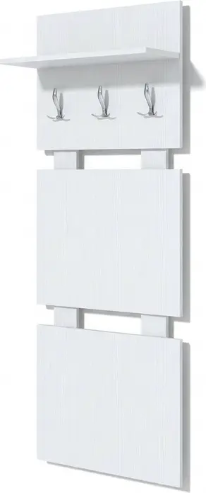 Cuier Fabrik Home Modul 8, Frasin Alb, 3 Cuigere, Raft Superior pentru Palarii si Umbrele, 600x1470x285 mm