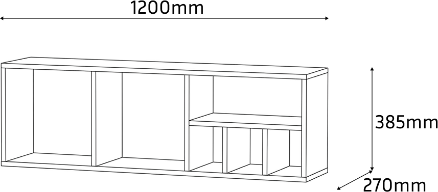 Fabrik Home Tetris No.6 Decorative Wall Shelf, Laminated Chipboard, White Ash, 1200x385x270 mm