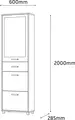 Fabrik Home Modul 4 Shoe Cabinet, Color: Stony Walnut, Hallway Furniture with Mirror, Accessory Drawer, 2 Tipping Shoe Drawers, 600x2000x285 mm