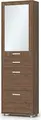 Fabrik Home Modul 4 Shoe Cabinet, Color: Stony Walnut, Hallway Furniture with Mirror, Accessory Drawer, 2 Tipping Shoe Drawers, 600x2000x285 mm