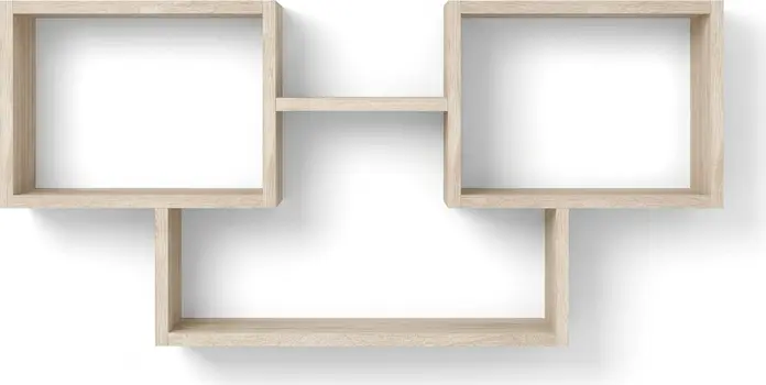Raft de perete decorativ Fabrik Home Raft Tetris No.5, Design Geometric Asimetric, Stejar Sonoma, 1050x500x280mm