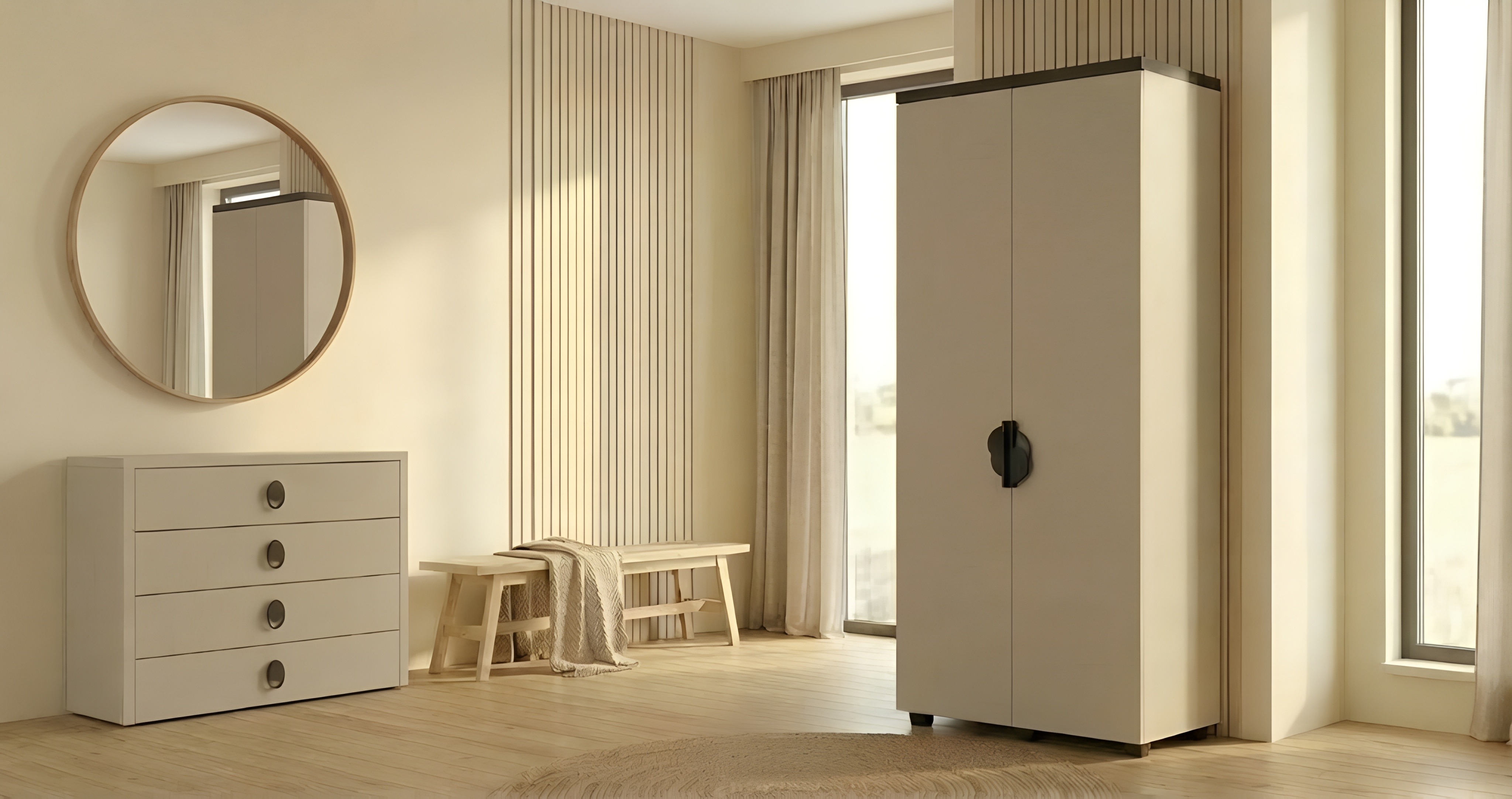 Dulap cu usi batante Fabrik Home Melburn, Culoare Casmir, Design cu doua usi, Manere si picioare negre, Latime 80 cm, 804x2090x522 mm