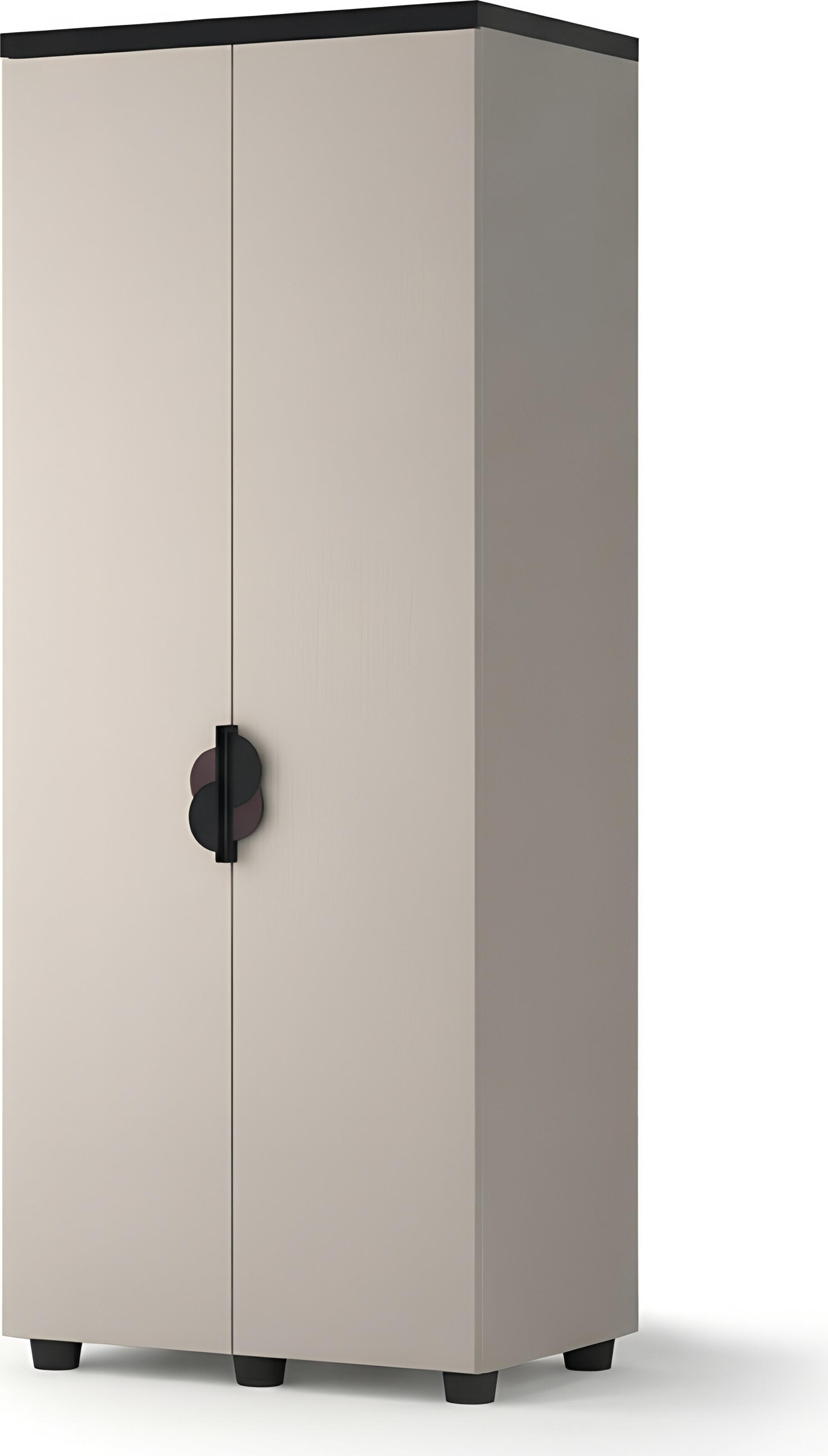 Dulap cu usi batante Fabrik Home Melburn, Culoare Casmir, Design cu doua usi, Manere si picioare negre, Latime 80 cm, 804x2090x522 mm
