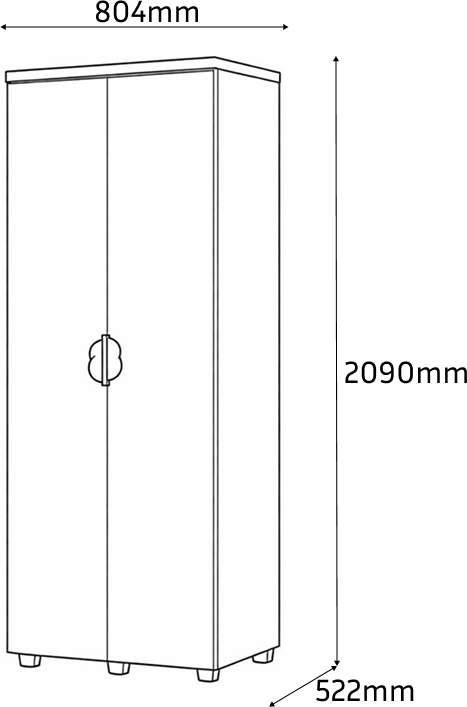 Dulap cu usi batante Fabrik Home Melburn, Culoare Casmir, Design cu doua usi, Manere si picioare negre, Latime 80 cm, 804x2090x522 mm