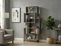 Etajera Fabrik Home Josse Design Futuristic Asimetric, PAL Melaminat, Stejar Evok si Antracit, 900x1810x250 mm