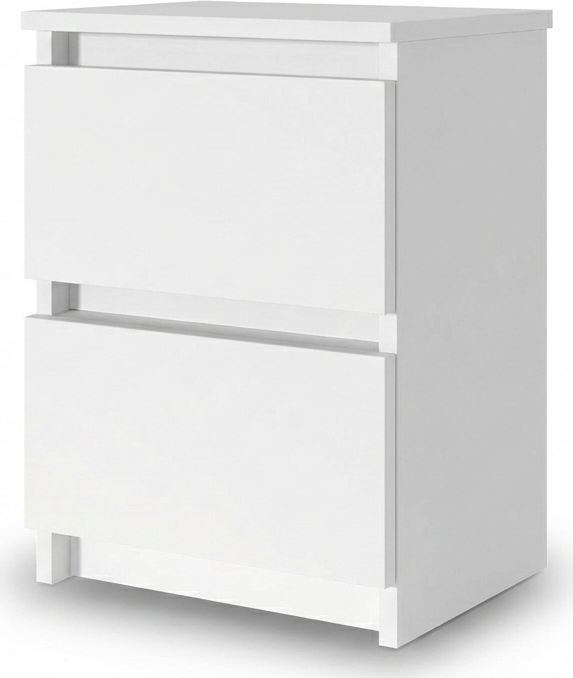 Fabrik Home Havana Nightstand, White Ash Laminated Chipboard, 2 Drawers, Minimalist Compact Design, 550x405x335 mm
