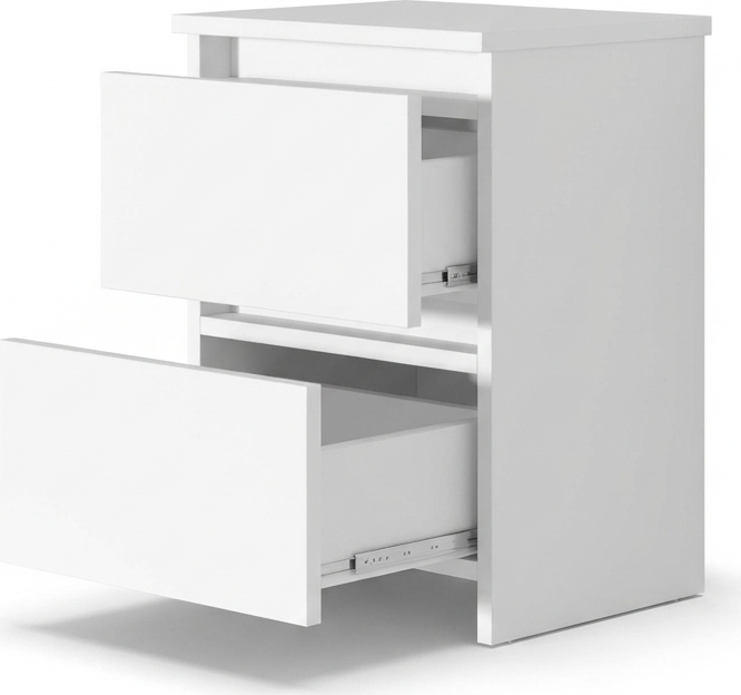 Fabrik Home Havana Nightstand, White Ash Laminated Chipboard, 2 Drawers, Minimalist Compact Design, 550x405x335 mm