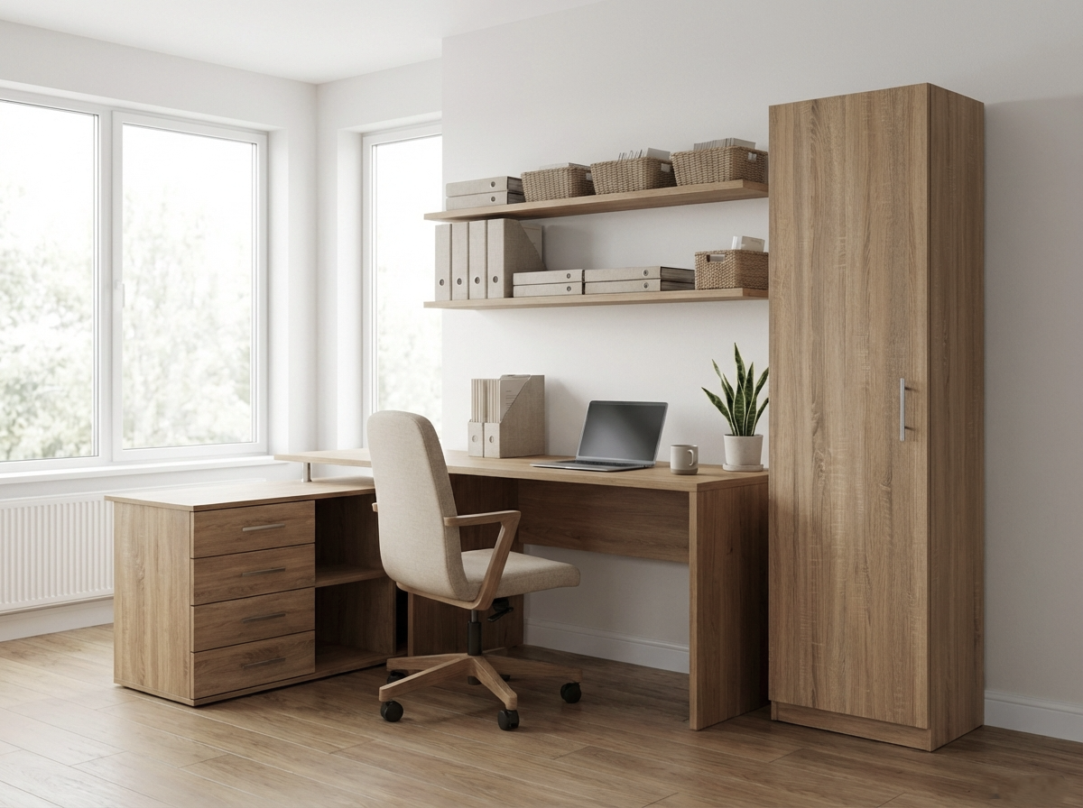 Офисный шкаф Fabrik Home Office Line No 6, Дуб Сонома, 50x200x40 см, ЛДСП, Дверца с замком и ключом, Система RASTEX, Кромка ABS