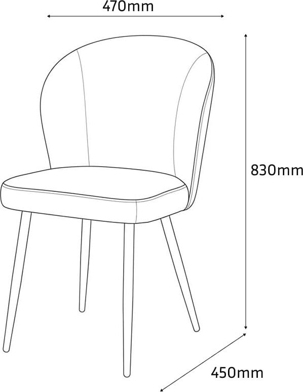 Scaun Interdepo Rio 2, Tapiterie din Material cu Picioare din Metal de 32mm, 470x450x830mm, Negru, pentru Bucatarie, Birou si Sala de Dining