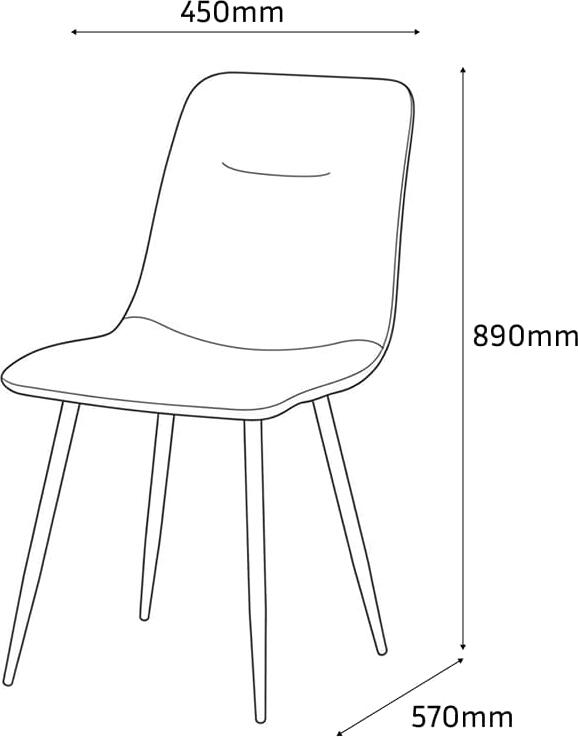 Scaun Dining Interdepo DOT, Design Minimalist, Tapiterie Textil, Picioare din Metal, 450x570x890 mm, Negru
