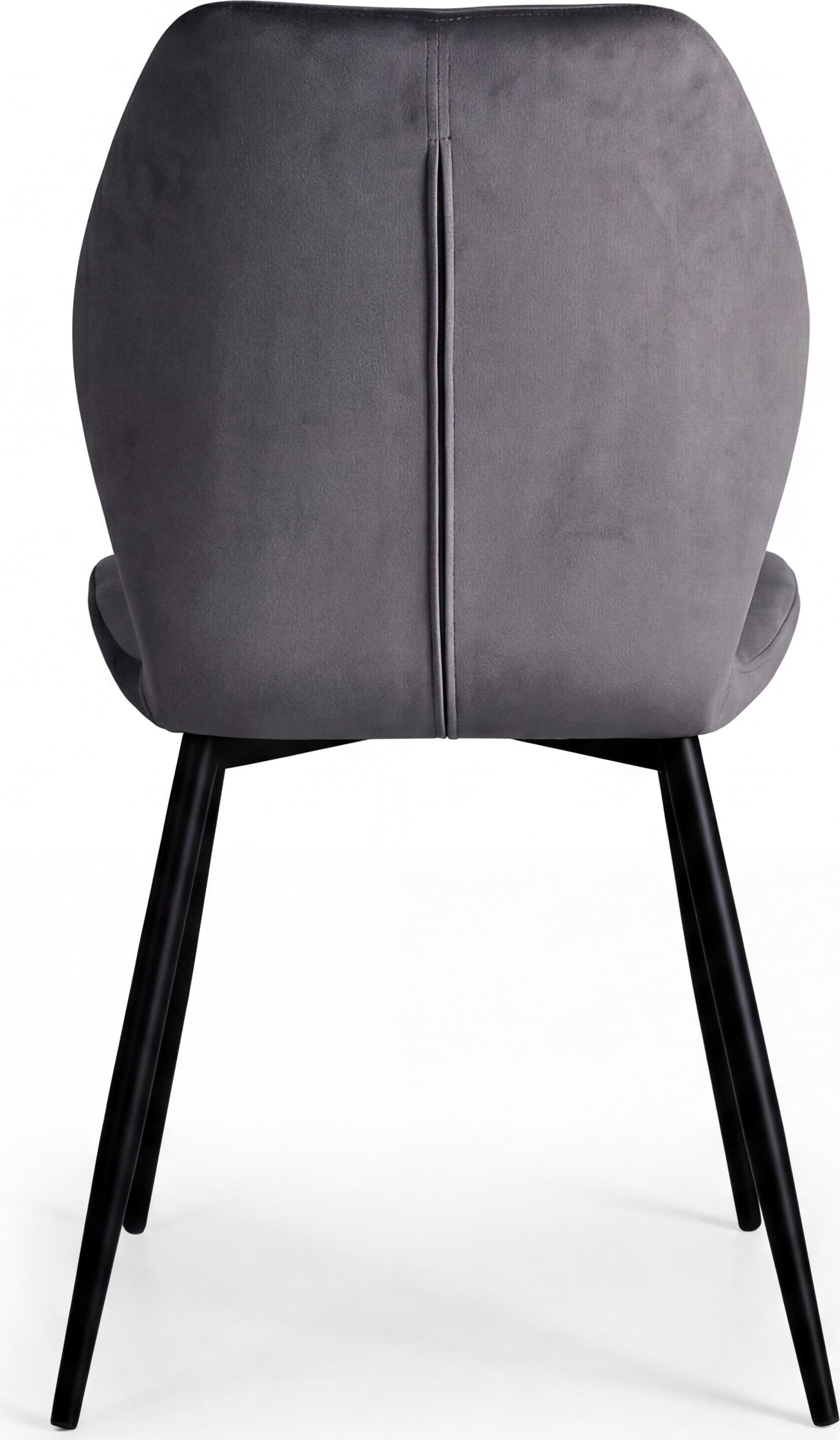 Scaun Dining Interdepo Ken, Tapiterie Material Gri Inchis cu Model Geometric Matlasat, Picioare Negre Conice, 870x470x550mm