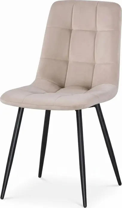 Interdepo TED Dining Chair, Soft Velvet Upholstery, Quilted Grid Pattern, Metal Black Legs, 450x890x570mm