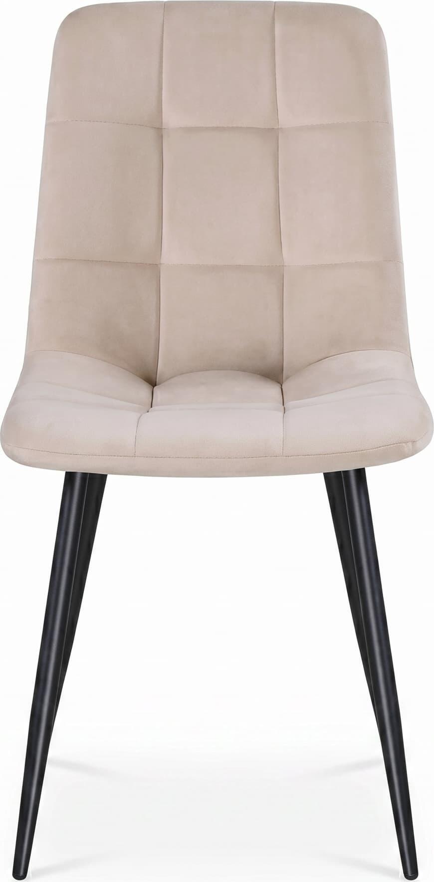 Interdepo TED Dining Chair, Soft Velvet Upholstery, Quilted Grid Pattern, Metal Black Legs, 450x890x570mm