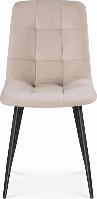 Interdepo TED Dining Chair, Soft Velvet Upholstery, Quilted Grid Pattern, Metal Black Legs, 450x890x570mm