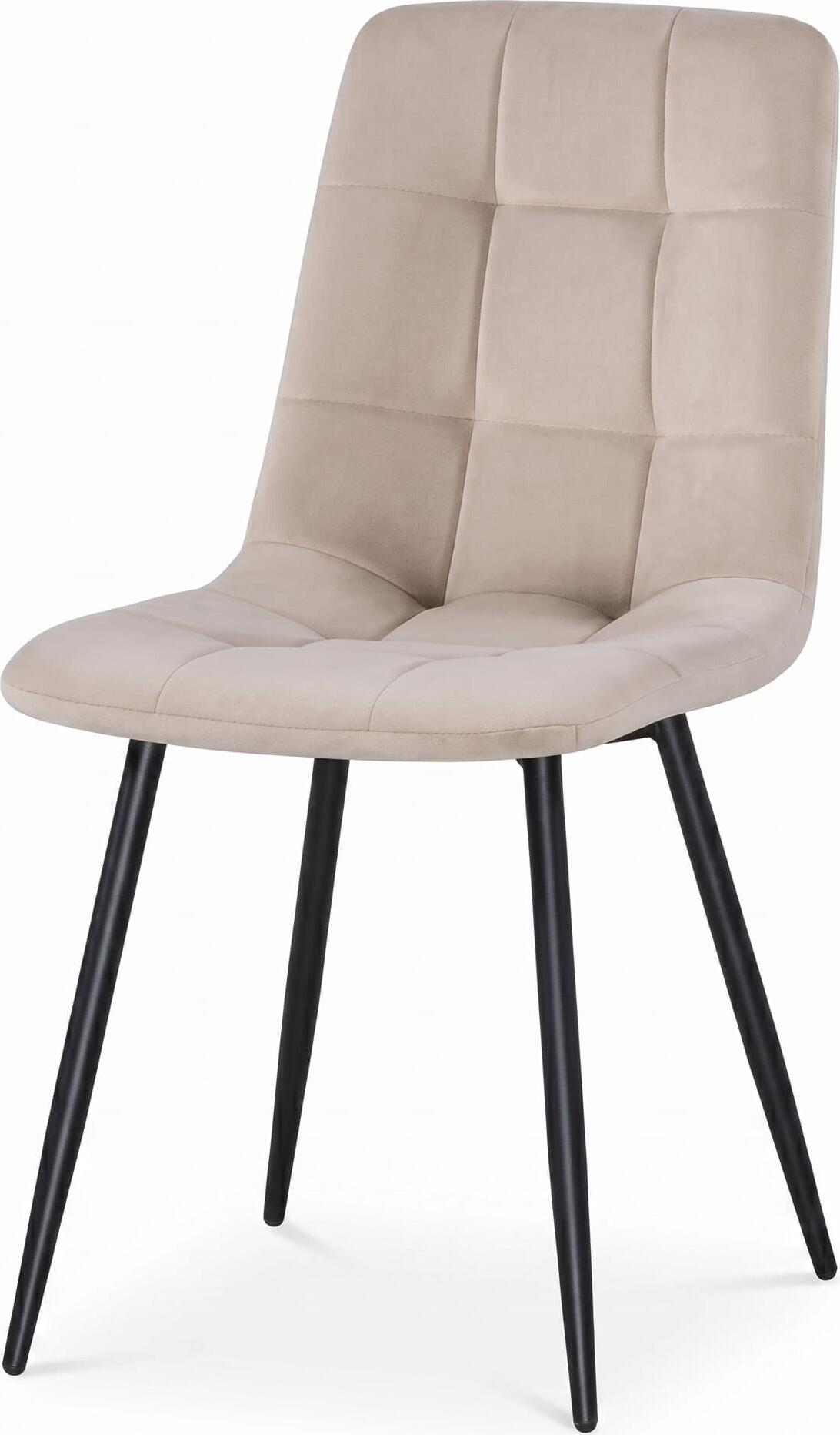 Interdepo TED Dining Chair, Soft Velvet Upholstery, Quilted Grid Pattern, Metal Black Legs, 450x890x570mm