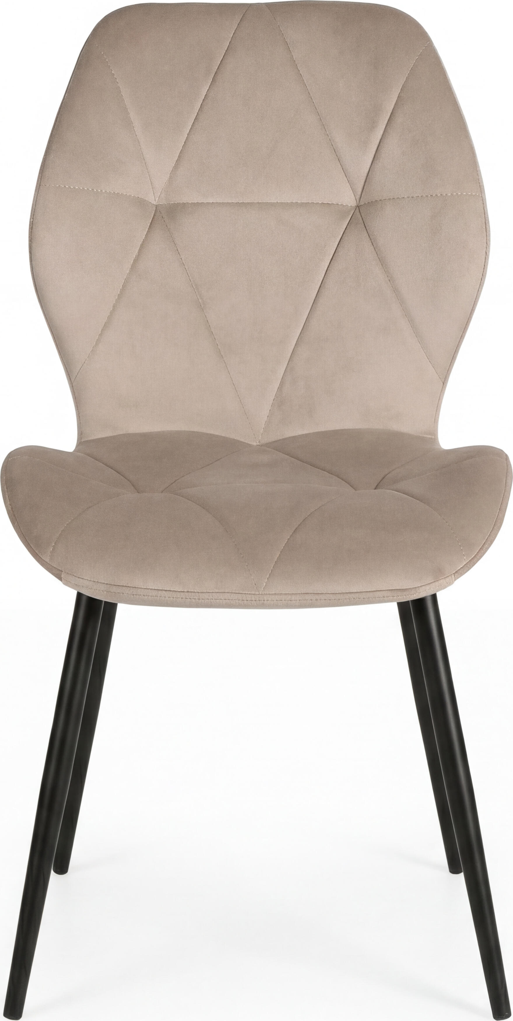 Scaun Dining Interdepo Ken, Tapitat cu Model Geometric Matlasat, Picioare din Metal Negru, 470x870x550mm, Negru