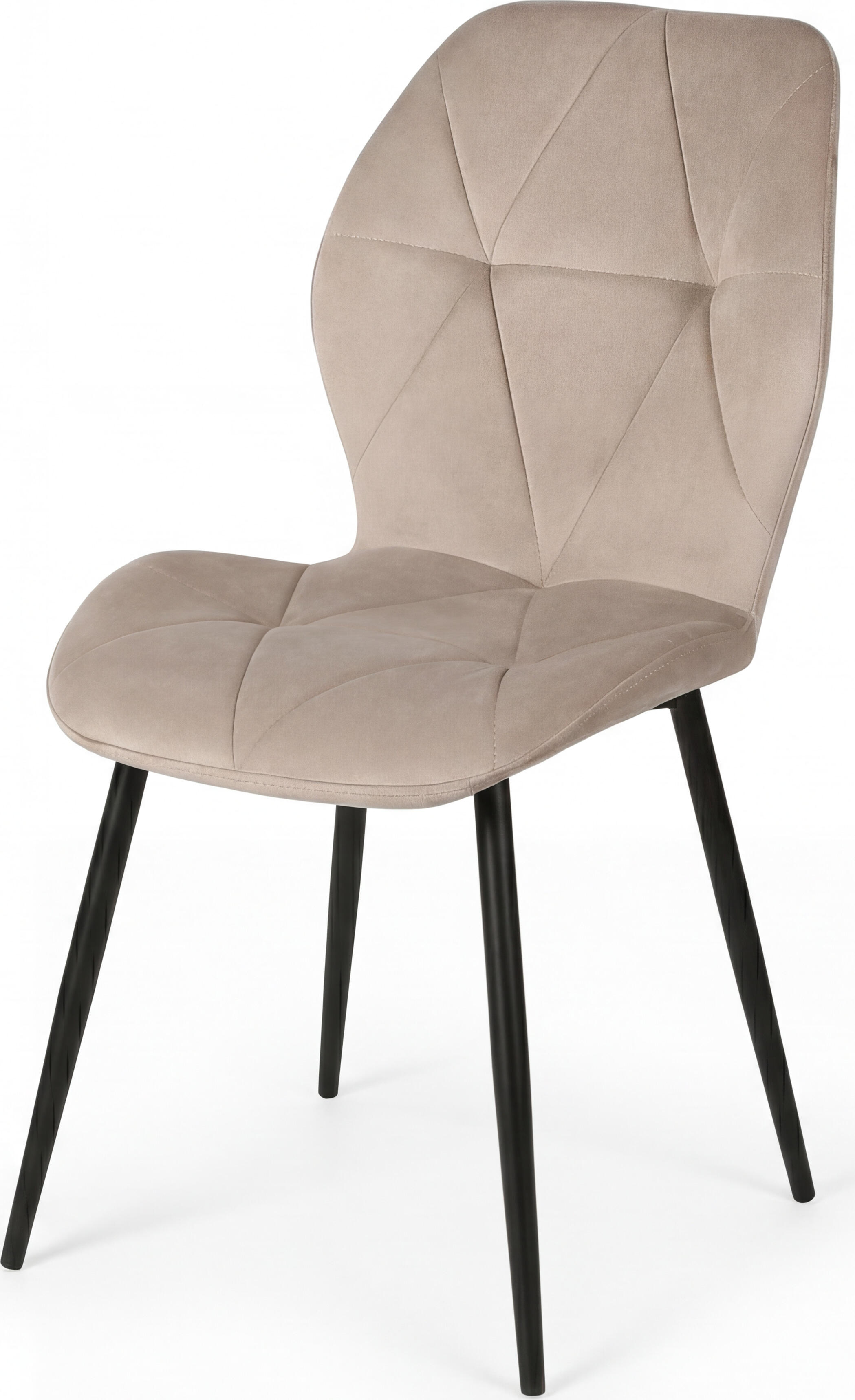 Scaun Dining Interdepo Ken, Tapitat cu Model Geometric Matlasat, Picioare din Metal Negru, 470x870x550mm, Negru