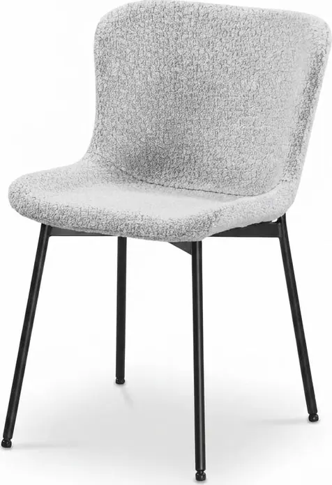 Interdepo FIX Dining Chair, Modern Textile Boucle Upholstery with Metal Legs, 610x790x470 mm, Black