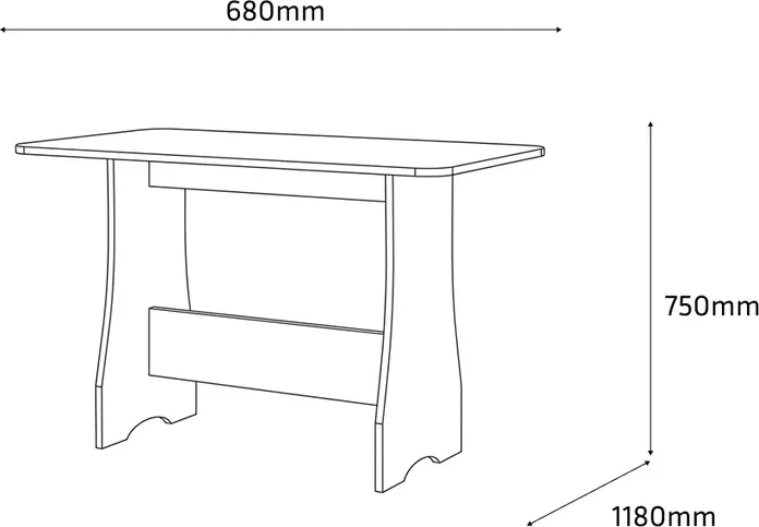 Fabrik Home Kitchen Table No.2 Noroc, White Ash Laminated Chipboard, 1180x680x750 mm, Impact Resistant ABS Edges, Rounded Corners
