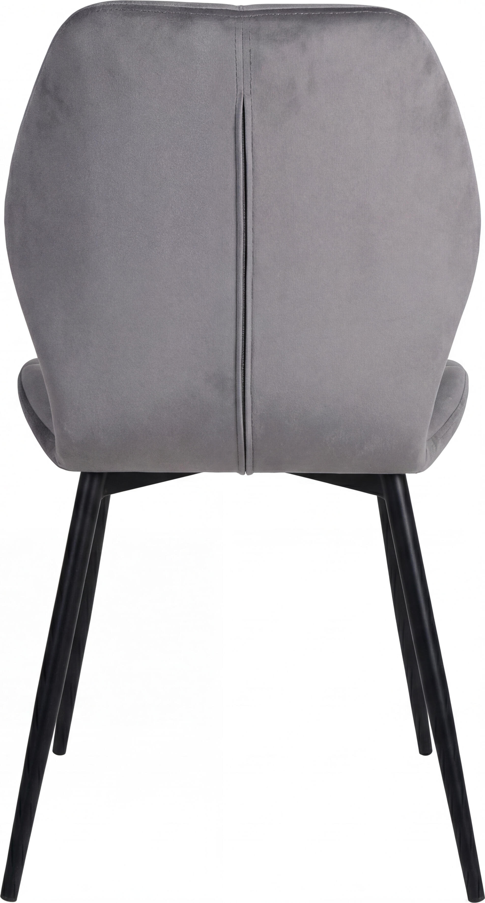 Interdepo Ken Dining Chair, Light Grey Velvet Fabric Upholstery, Black Metal Legs, Geometric Stitching, 47x55x87 cm, Max Load 100 kg