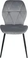 Interdepo Ken Dining Chair, Light Grey Velvet Fabric Upholstery, Black Metal Legs, Geometric Stitching, 47x55x87 cm, Max Load 100 kg