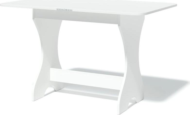 Fabrik Home Noroc Extendable Kitchen Dining Table, White Ash Finish, Foldable Top for Small and Large Spaces, Curved Legs with Support Bar