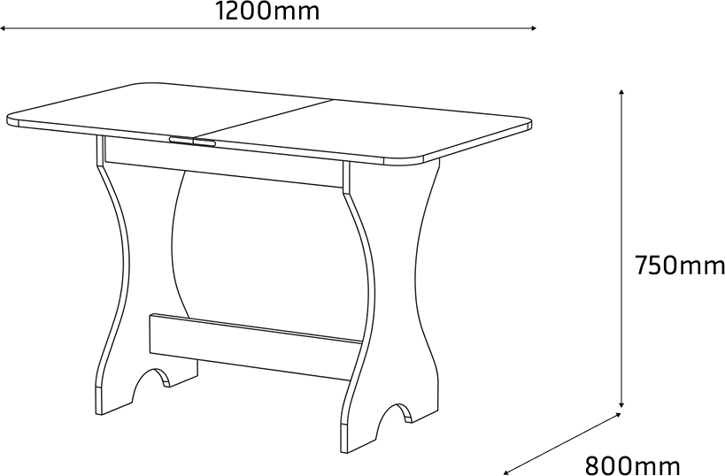 Fabrik Home Noroc Extendable Kitchen Dining Table, White Ash Finish, Foldable Top for Small and Large Spaces, Curved Legs with Support Bar