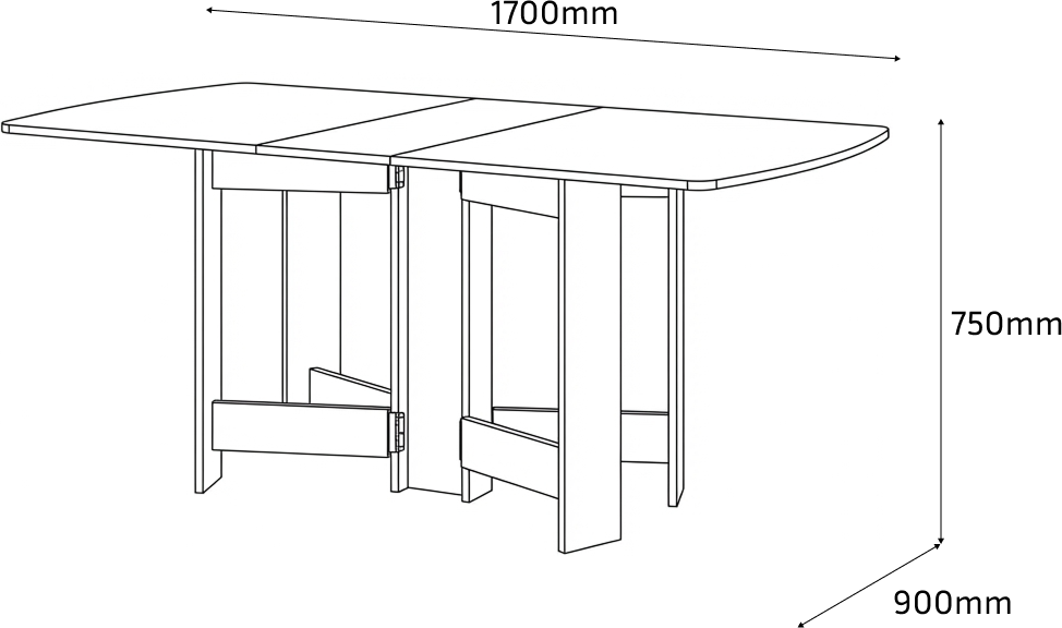 Fabrik Home HELICOPTER Folding Extendable Oval Kitchen Table, White Ash, Laminated PAL 18mm, RASTEX System, 1700x900x750 mm
