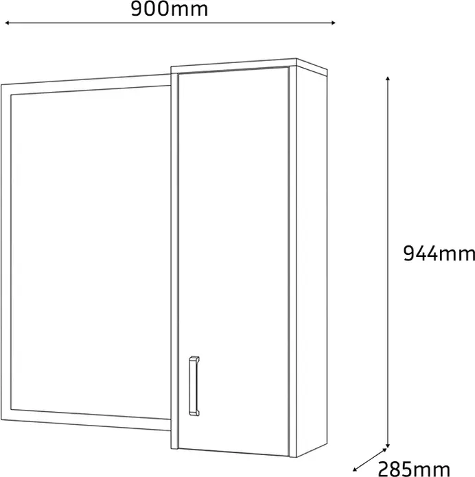 Dulap Suspendat cu Oglinda Fabrik Home Modul No.6, Pal Laminat Frasin Alb, 944x900x285 mm, cu Picioare Reglabile din Aluminiu