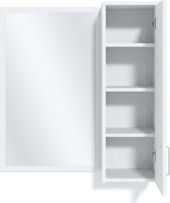 Dulap Suspendat cu Oglinda Fabrik Home Modul No.6, Pal Laminat Frasin Alb, 944x900x285 mm, cu Picioare Reglabile din Aluminiu