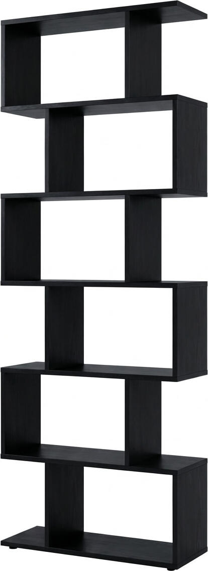 Стеллаж-библиотека Fabrik Home WALLY с зигзагообразным дизайном, перегородка для комнаты, цвет черный ясень, 191 x 85 x 25 см