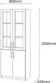 Офисный шкаф Fabrik Home Office Line No.2, цвет Белый ясень, 80x200x40 см, ламинированный ДСП 18мм, стеклянные и глухие дверцы, система RASTEX