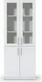 Офисный шкаф Fabrik Home Office Line No.2, цвет Белый ясень, 80x200x40 см, ламинированный ДСП 18мм, стеклянные и глухие дверцы, система RASTEX