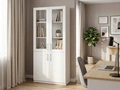 Офисный шкаф Fabrik Home Office Line No.2, цвет Белый ясень, 80x200x40 см, ламинированный ДСП 18мм, стеклянные и глухие дверцы, система RASTEX