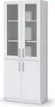 Офисный шкаф Fabrik Home Office Line No.2, цвет Белый ясень, 80x200x40 см, ламинированный ДСП 18мм, стеклянные и глухие дверцы, система RASTEX