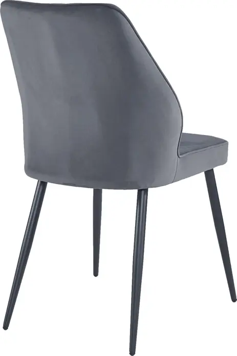 DEX Dining Chair, Upholstered Fabric Seat and Backrest with Vertical Stitching, Robust Metal Frame, 47x45x88 cm, Dark Grey