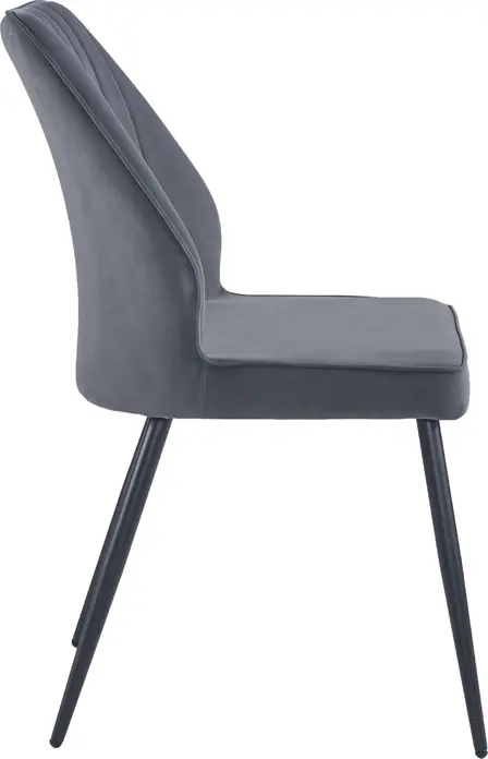 DEX Dining Chair, Upholstered Fabric Seat and Backrest with Vertical Stitching, Robust Metal Frame, 47x45x88 cm, Dark Grey