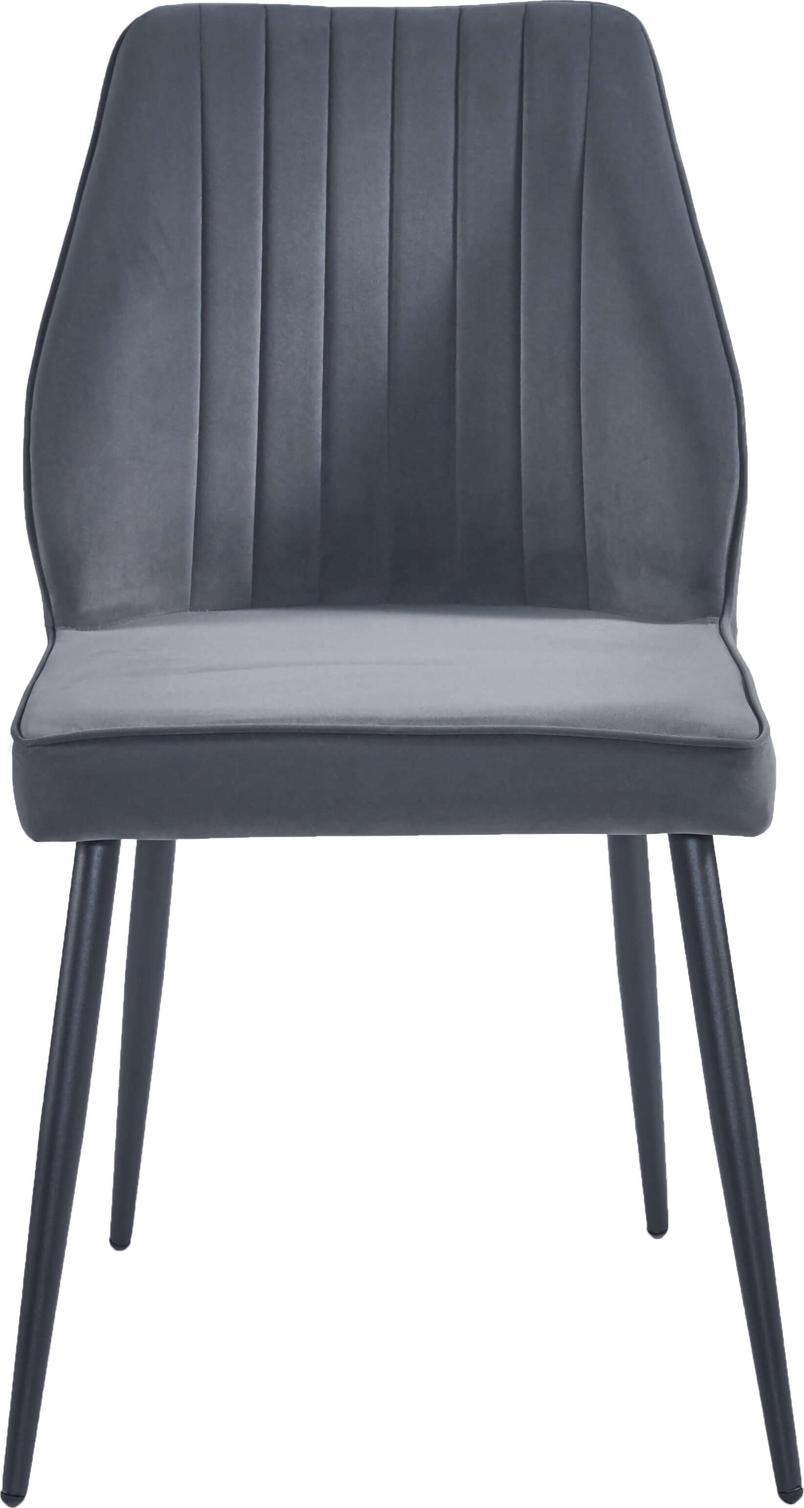 DEX Dining Chair, Upholstered Fabric Seat and Backrest with Vertical Stitching, Robust Metal Frame, 47x45x88 cm, Dark Grey