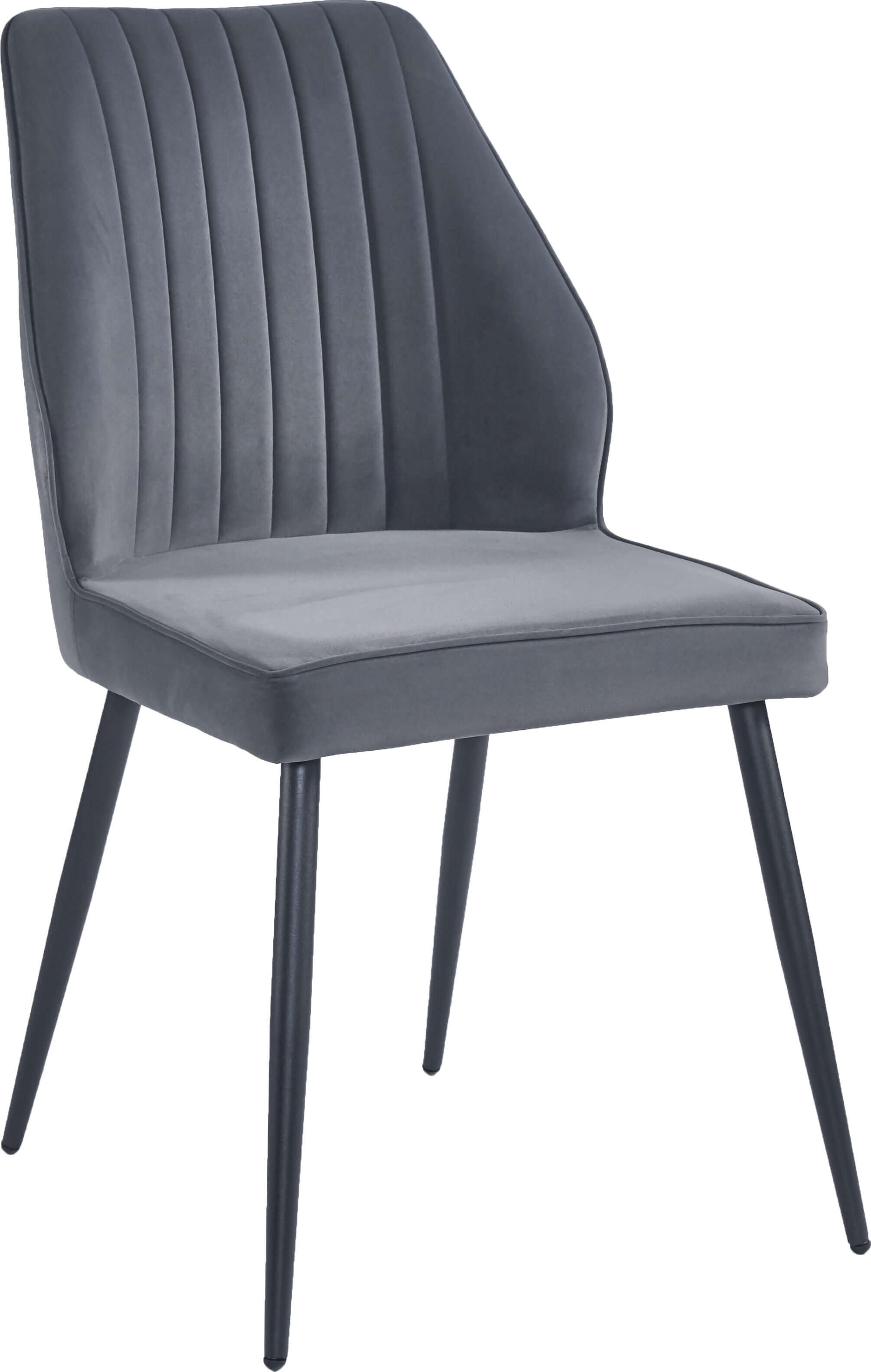 DEX Dining Chair, Upholstered Fabric Seat and Backrest with Vertical Stitching, Robust Metal Frame, 47x45x88 cm, Dark Grey
