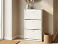Обувница Fabrik Home, 3 откидных дверцы, вертикальный механизм открывания, Белый ясень, 600x1280x260 мм