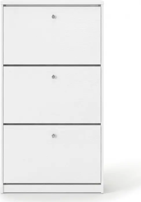 Обувница Fabrik Home, 3 откидных дверцы, вертикальный механизм открывания, Белый ясень, 600x1280x260 мм