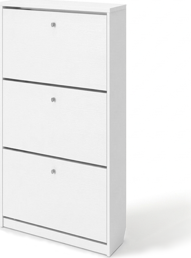 Обувница Fabrik Home, 3 откидных дверцы, вертикальный механизм открывания, Белый ясень, 600x1280x260 мм