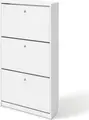 Обувница Fabrik Home, 3 откидных дверцы, вертикальный механизм открывания, Белый ясень, 600x1280x260 мм
