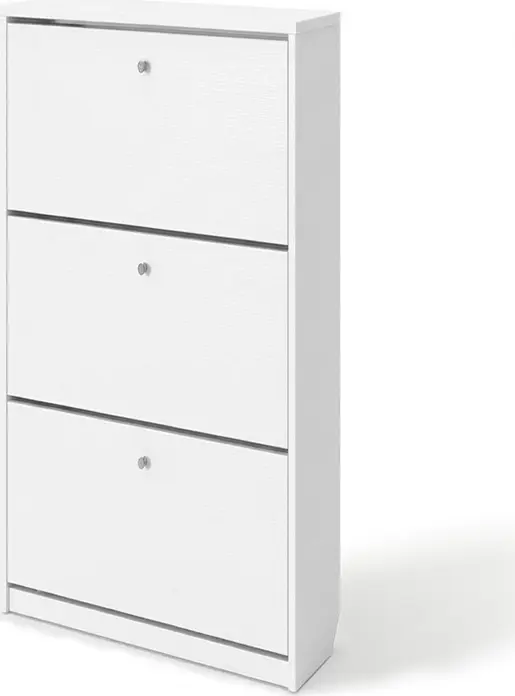 Обувница Fabrik Home, 3 откидных дверцы, вертикальный механизм открывания, Белый ясень, 600x1280x260 мм