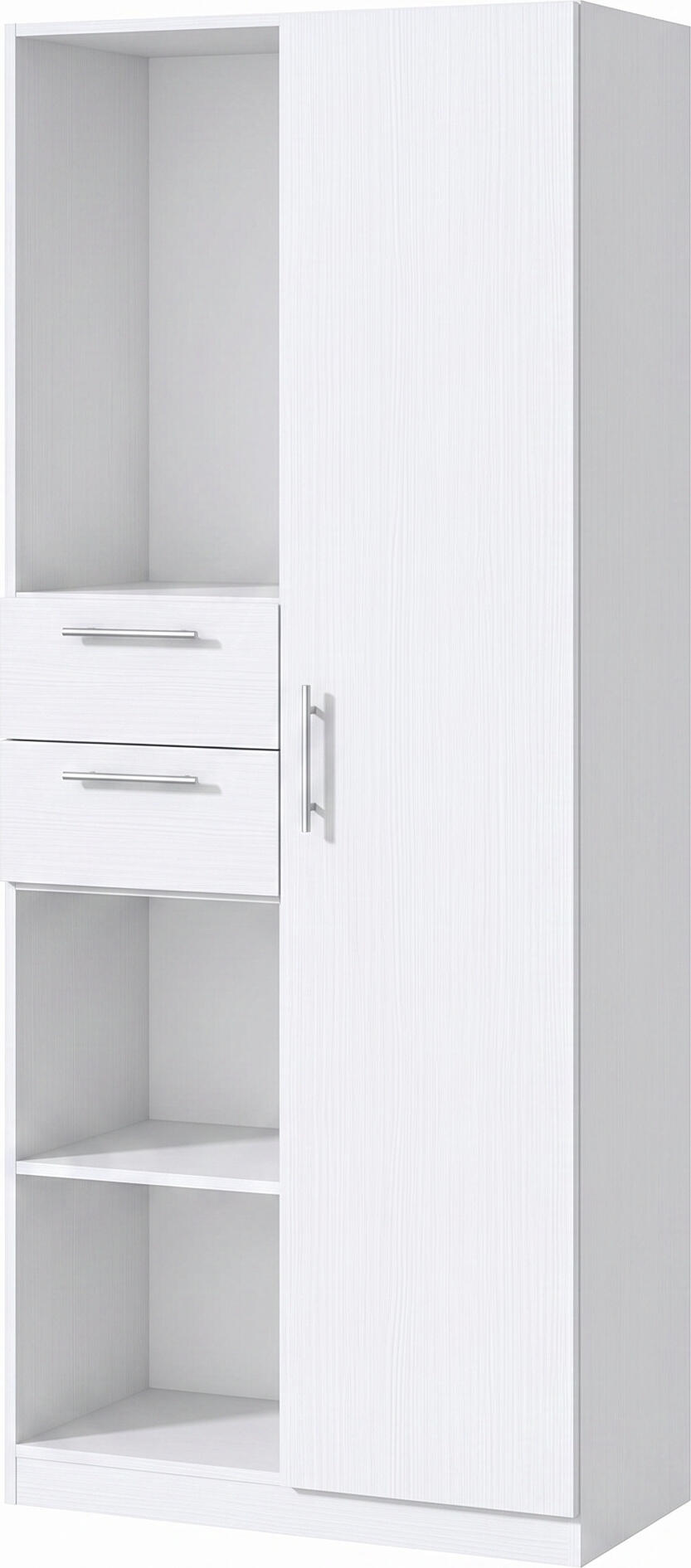 Dulap de birou combinat Fabrik Home Office Line No.4 cu rafturi deschise si sertare, Frasin Alb, 800x2000x400mm
