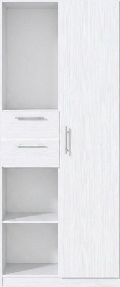 Dulap de birou combinat Fabrik Home Office Line No.4 cu rafturi deschise si sertare, Frasin Alb, 800x2000x400mm