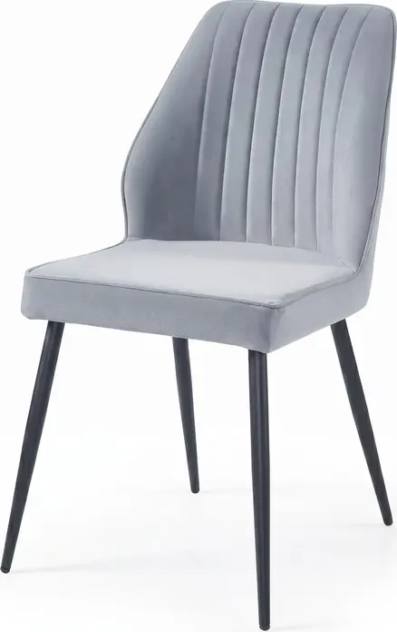 Interdepo DEX Dining Chair, Upholstered Black Seat with Vertical Ribbed Backrest and Robust Metal Legs, 470x880x450 mm