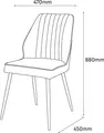 Interdepo DEX Dining Chair, Upholstered Black Seat with Vertical Ribbed Backrest and Robust Metal Legs, 470x880x450 mm