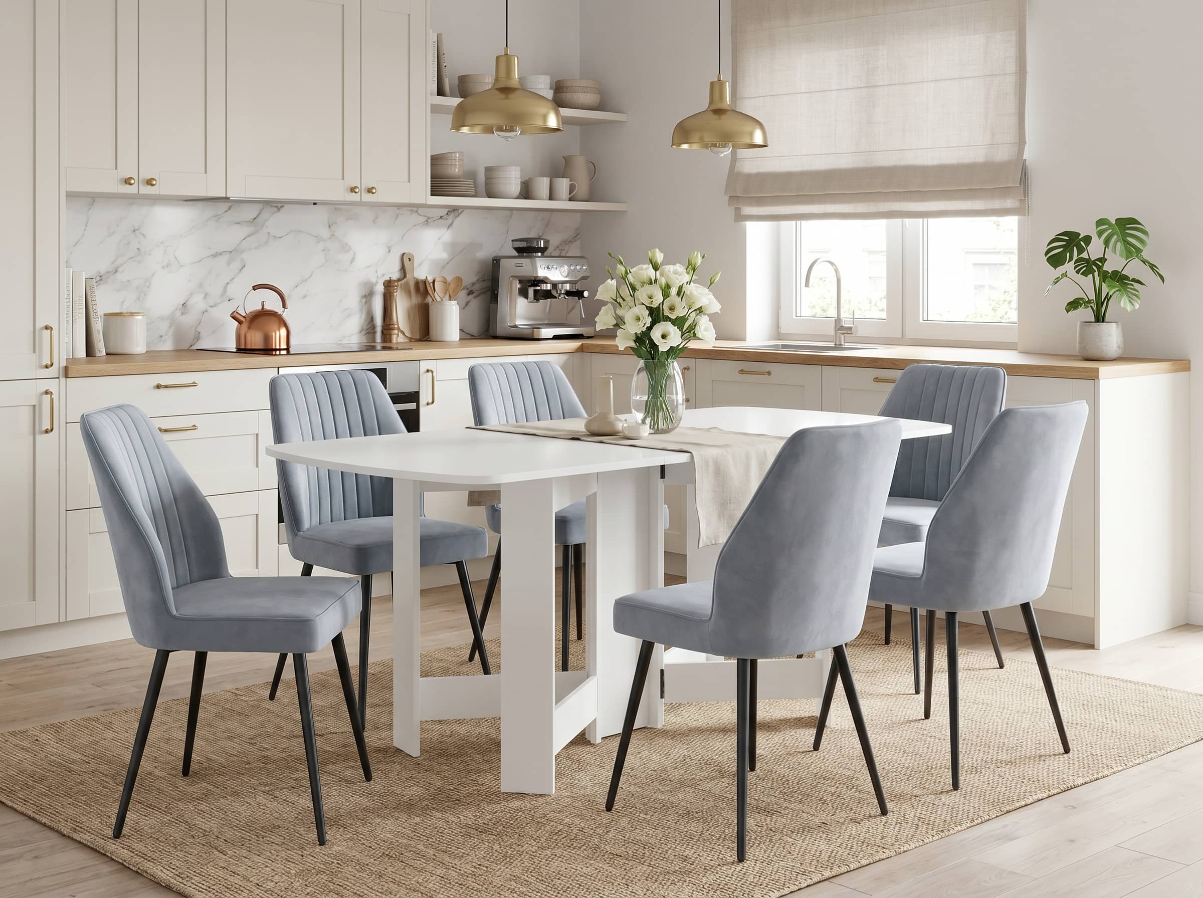 Interdepo DEX Dining Chair, Upholstered Black Seat with Vertical Ribbed Backrest and Robust Metal Legs, 470x880x450 mm